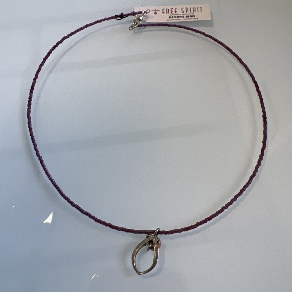 Free Spirit Peyote Bird Beaded Layered Necklace Silver Green Purple - Picture 5 of 9